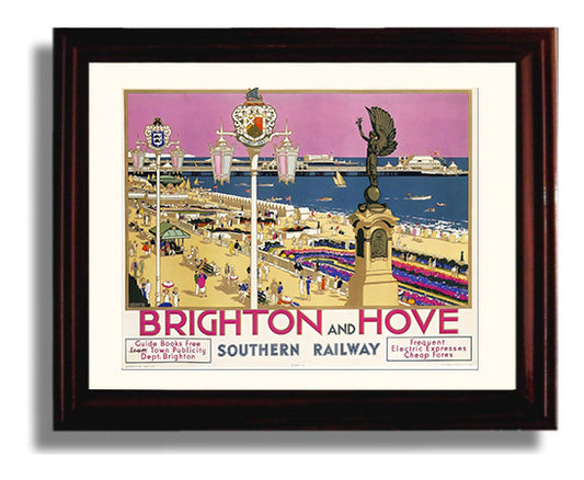 Brighton Hove Seaside travel poster wall art 8x10 Canvas