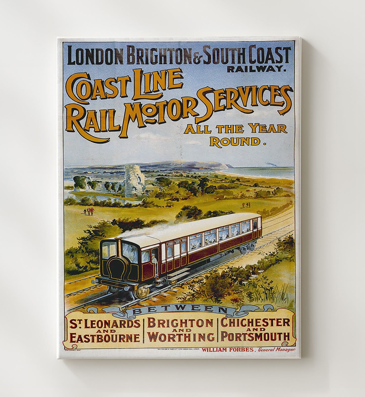 Brighton Railway Vintage Travel Print 20x24 Canvas travel wall art print
