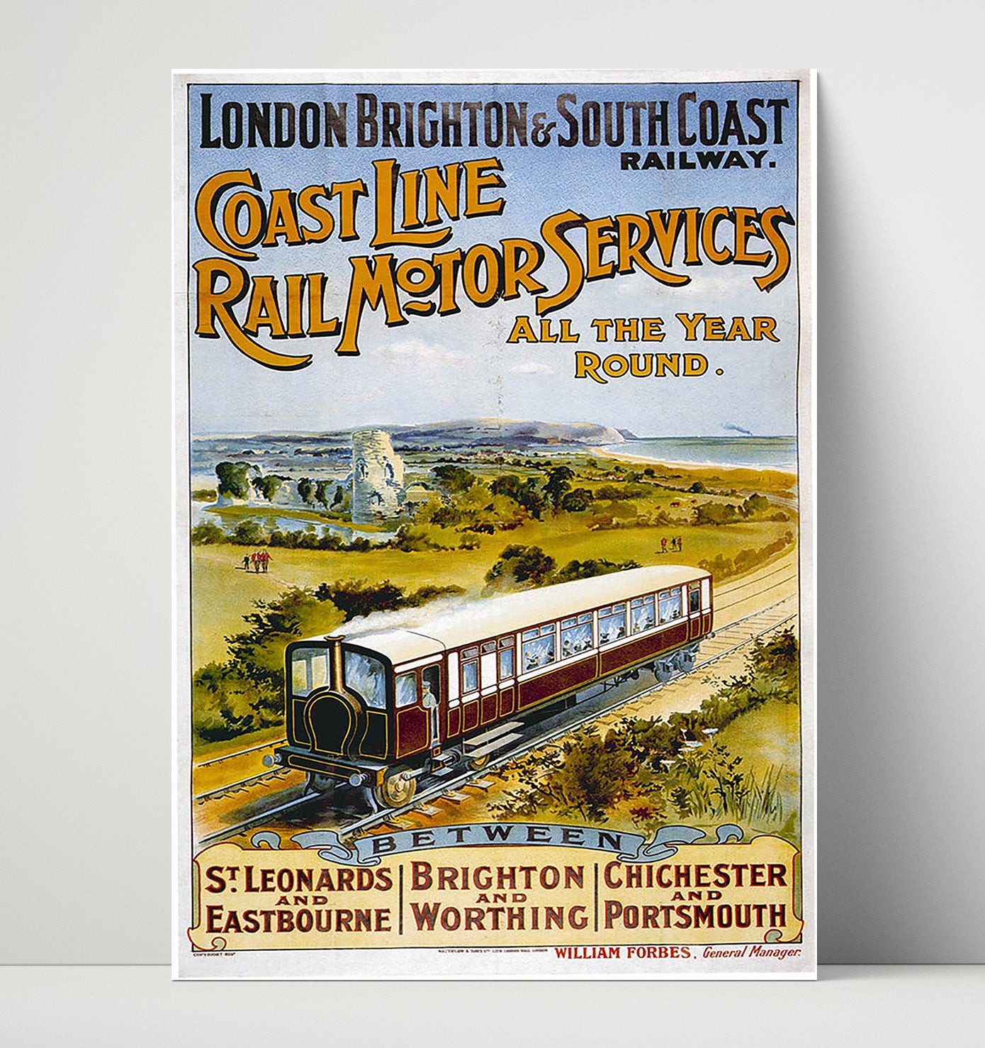 Brighton Railway Vintage Travel Print 16x20 Unframed Print travel wall art print
