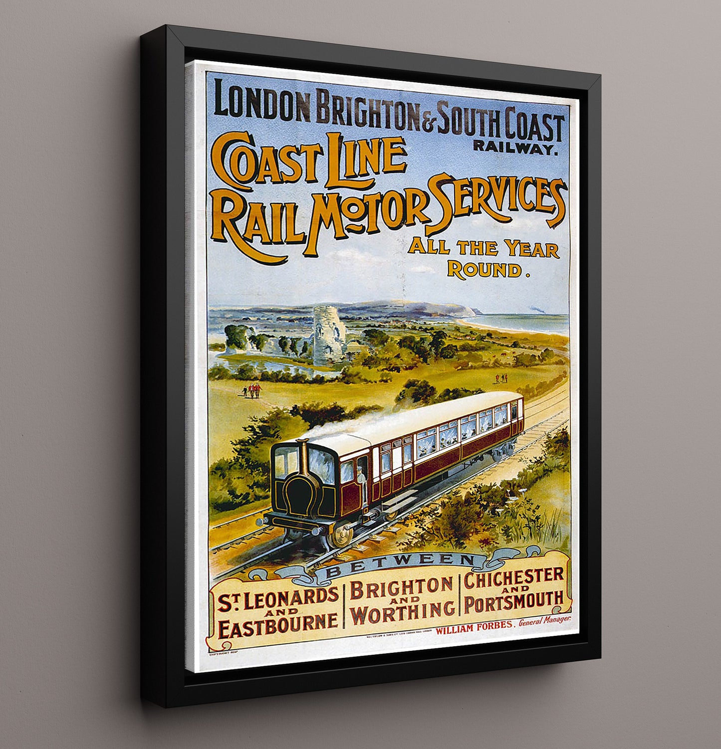 Brighton Railway Vintage Travel Print 16x20 Framed Canvas travel wall art print