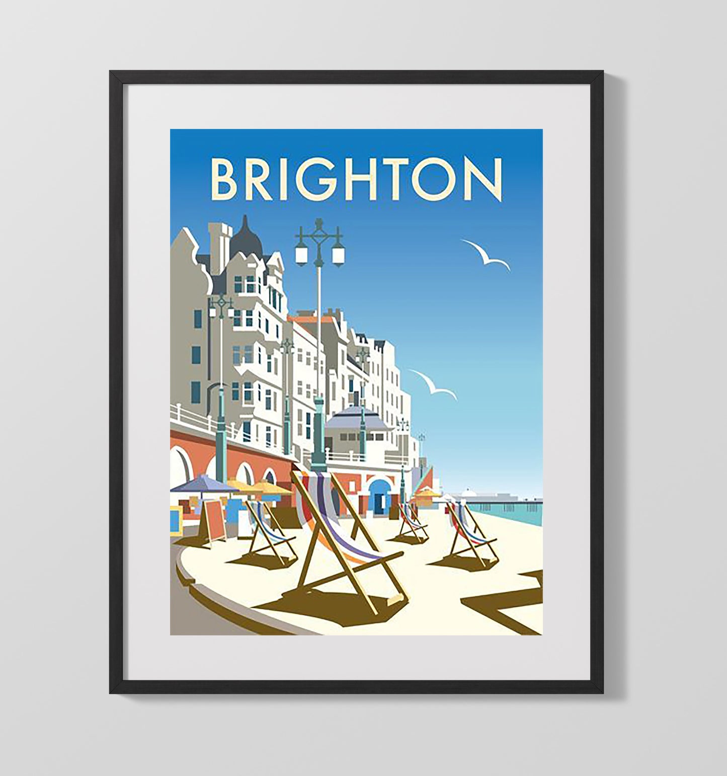 Brighton Seaside Vintage Travel Print 16x20 Gallery Frame travel wall art print