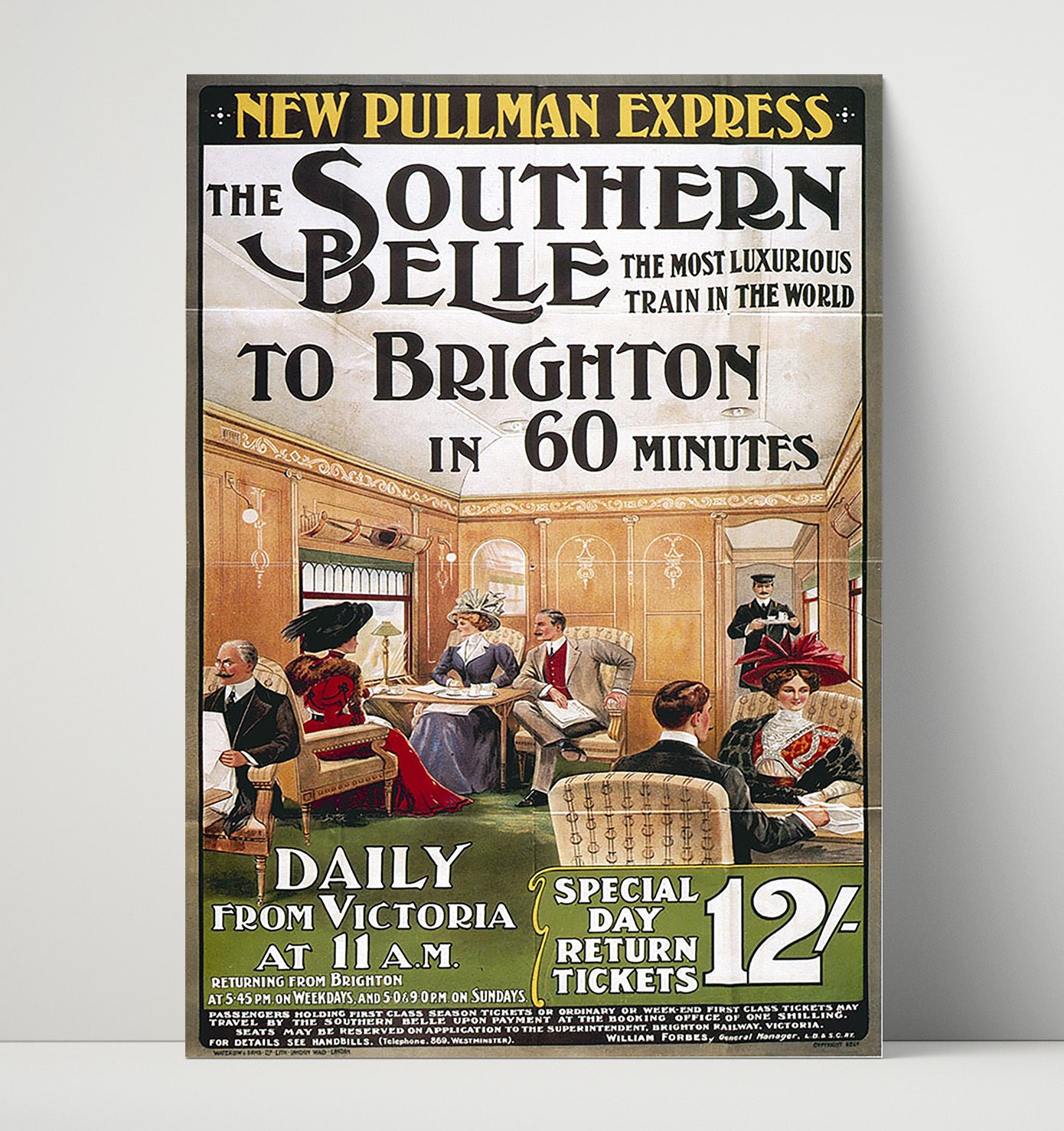 Brighton Train Vintage Travel Print 16x20 Unframed Print travel wall art print