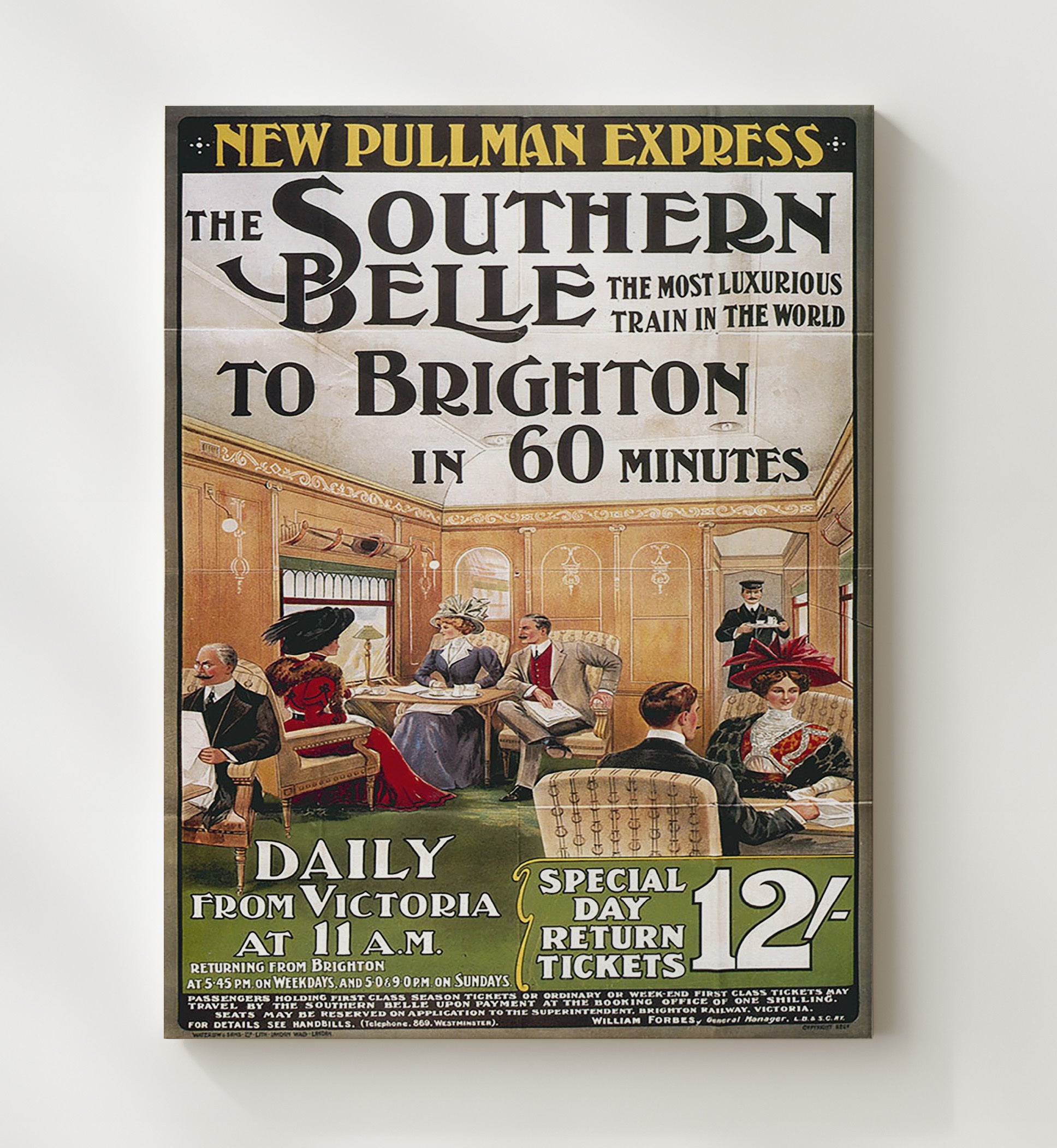 Brighton Train Vintage Travel Print 20x24 Canvas travel wall art print