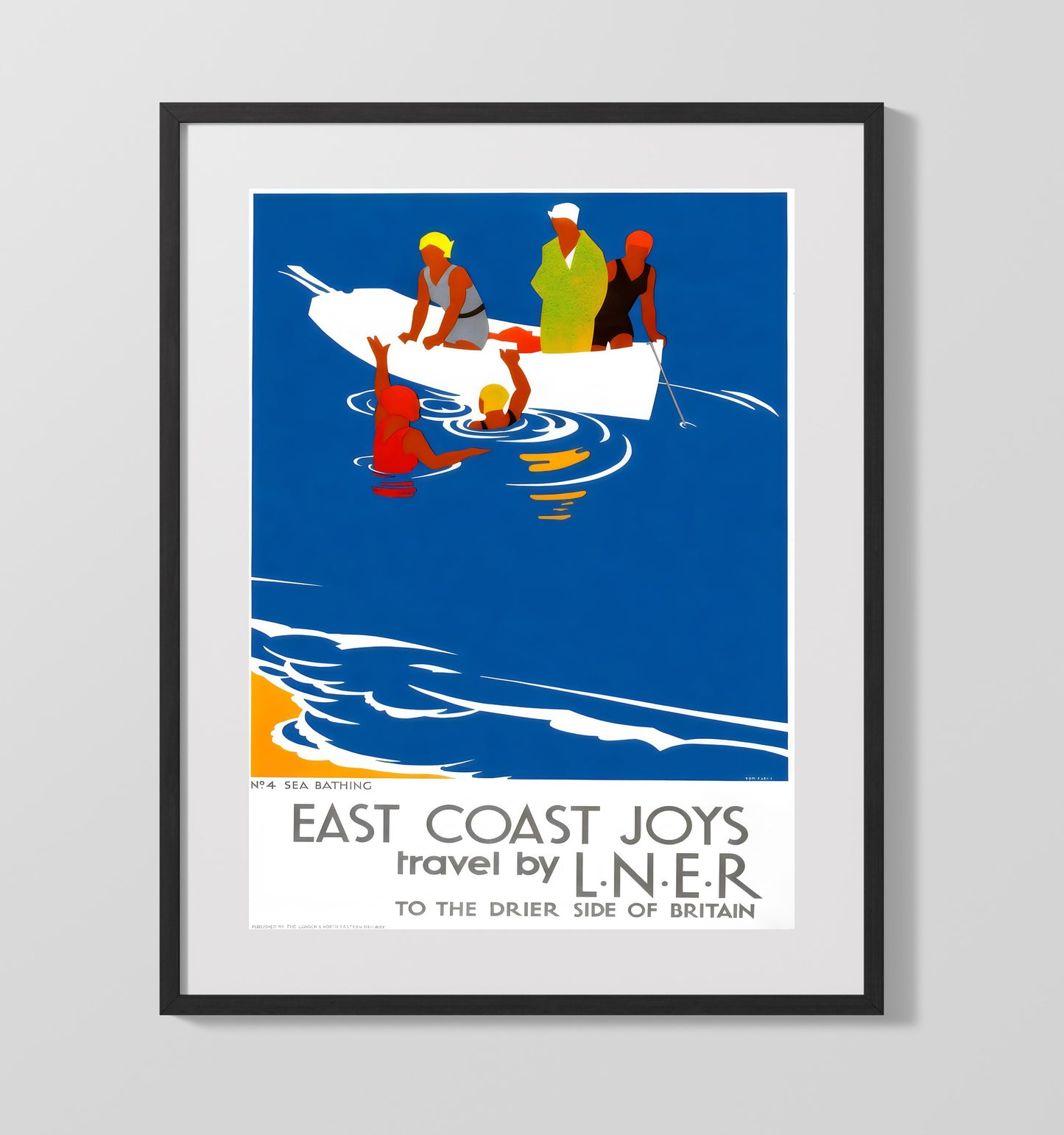Britain East Coast Joys Vintage Travel Print 16x20 Gallery Frame travel wall art print