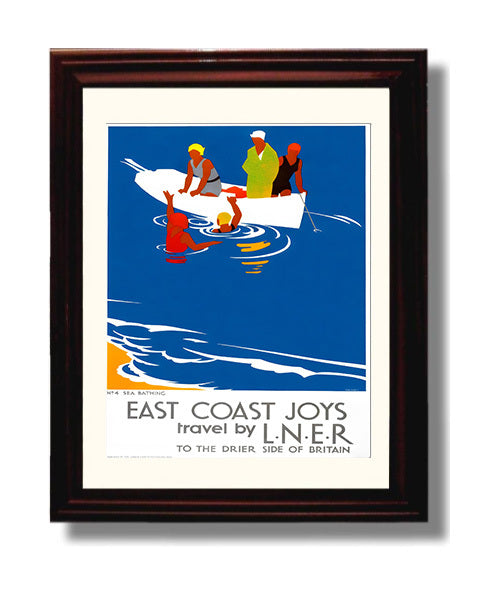 Britain East Coast Joys Vintage Travel Print 8x10 Beveled Frame travel wall art print