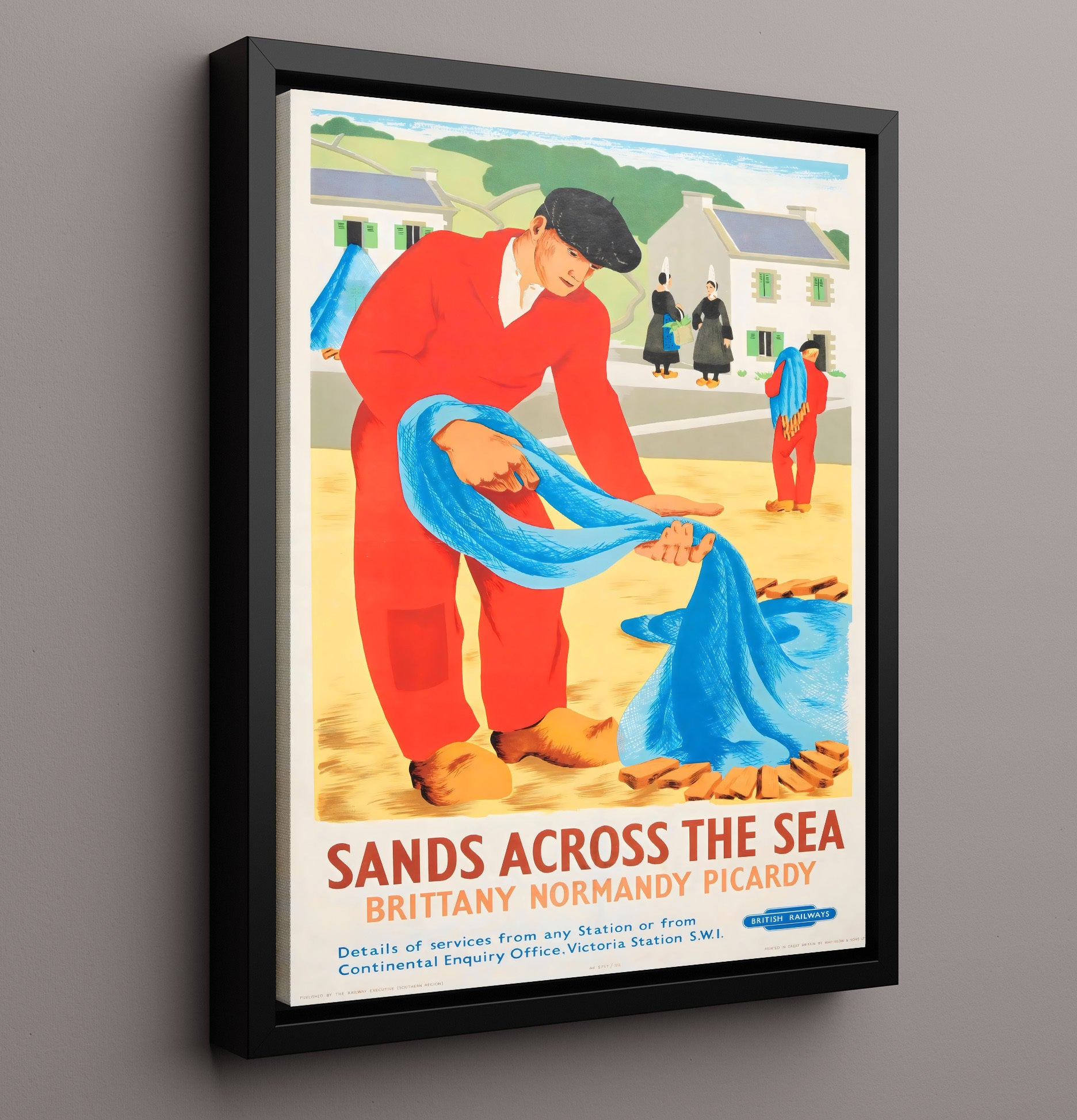 Brittany Normandy Picardy Sands Across the Sea Vintage Travel Print 16x20 Framed Canvas travel wall art print