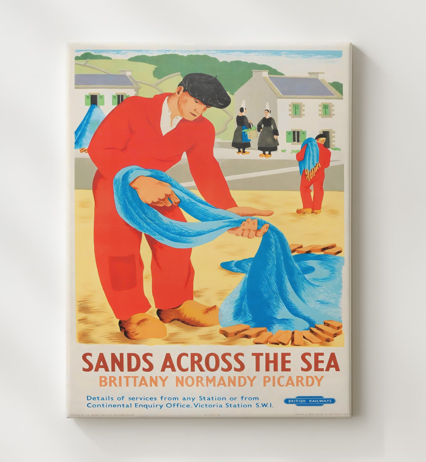 Brittany Normandy Picardy Sands Across the Sea Vintage Travel Print 20x24 Canvas travel wall art print