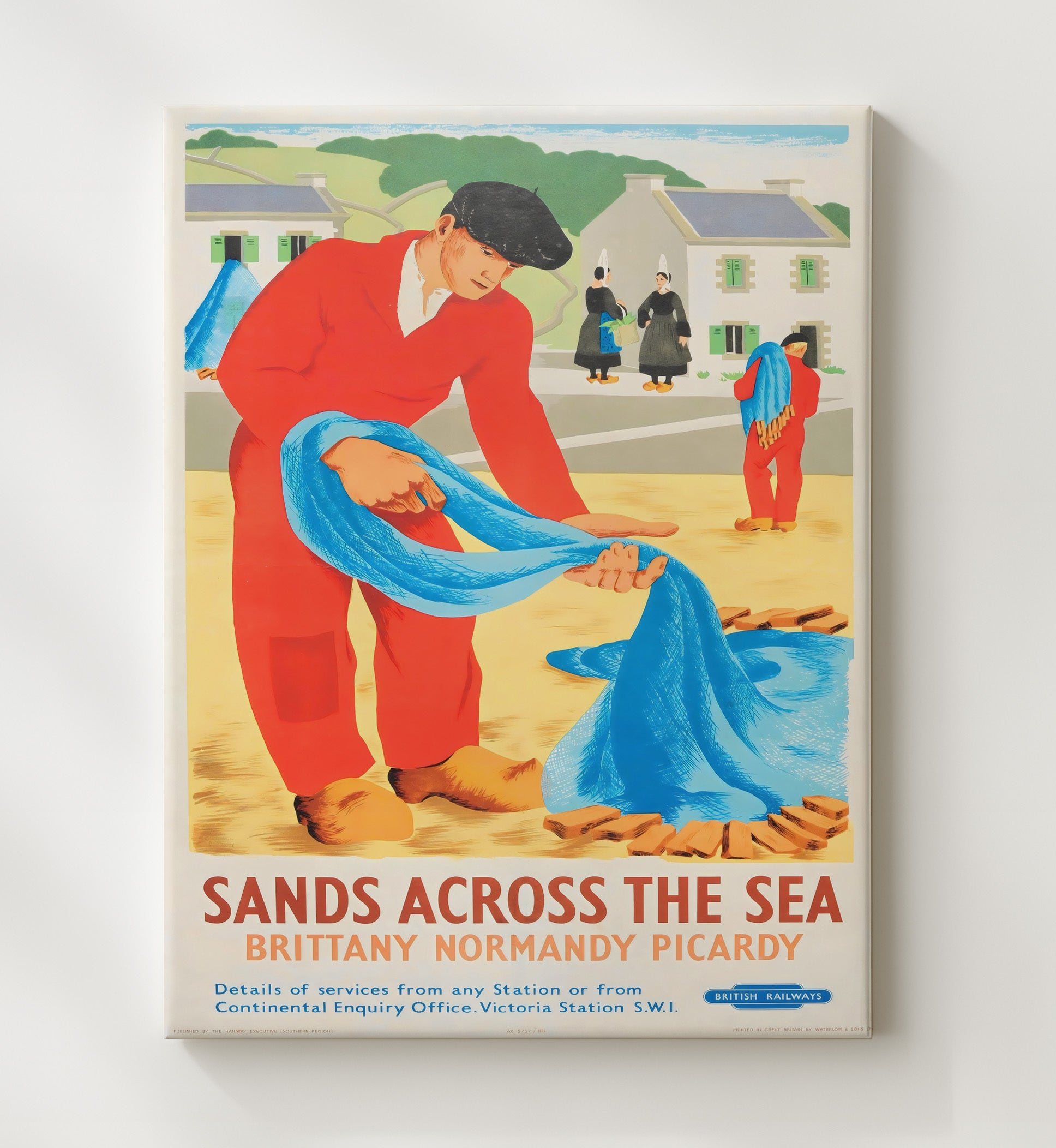 Brittany Normandy Picardy Sands Across the Sea Vintage Travel Print 20x24 Canvas travel wall art print