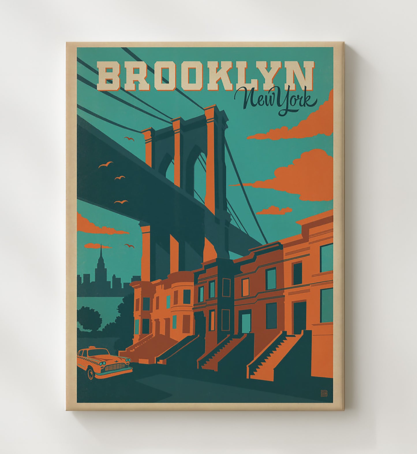 Brooklyn New York Vintage Travel Print 20x24 Canvas travel wall art print