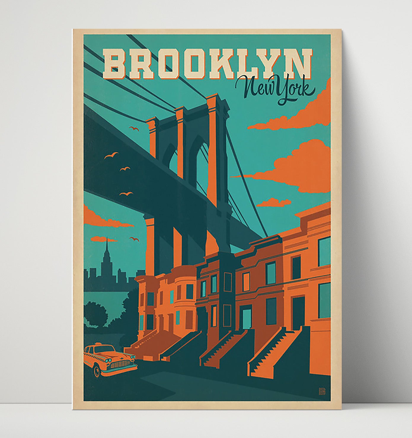 Brooklyn New York Vintage Travel Print 16x20 Unframed Print travel wall art print