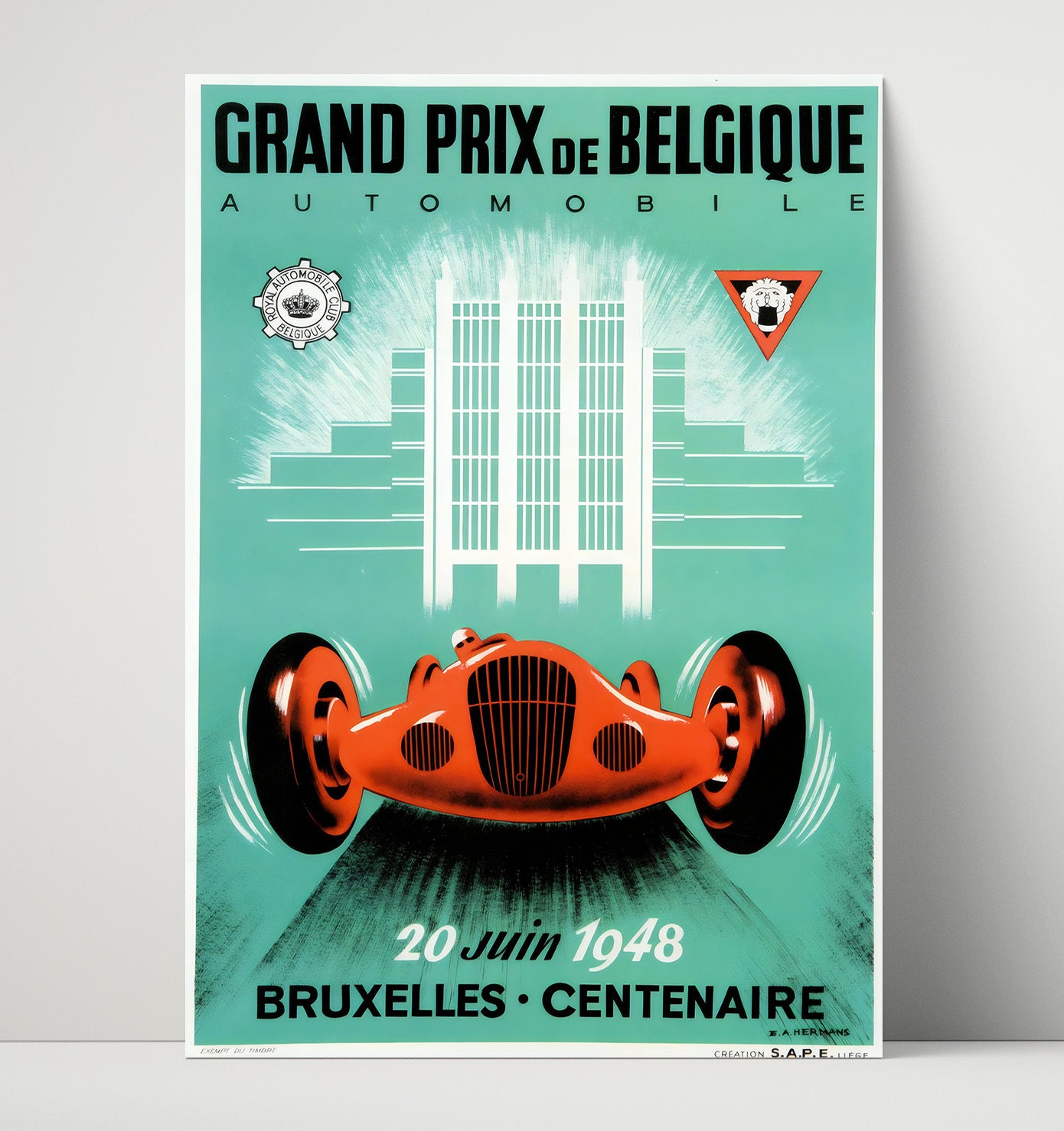 Brussels Grand Prix de Belgique 1948 Vintage Travel Print 16x20 Unframed Print travel wall art print