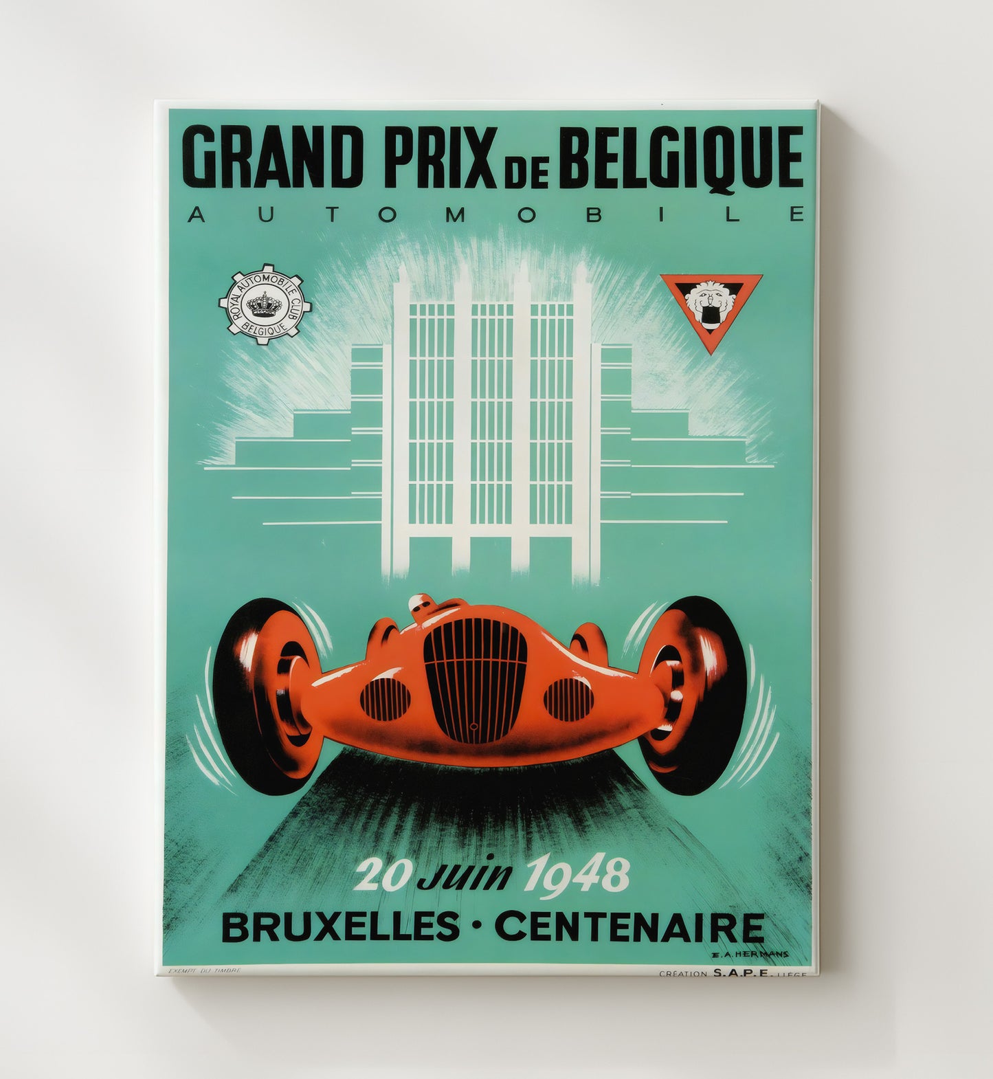 Brussels Grand Prix de Belgique 1948 Vintage Travel Print 20x24 Canvas travel wall art print