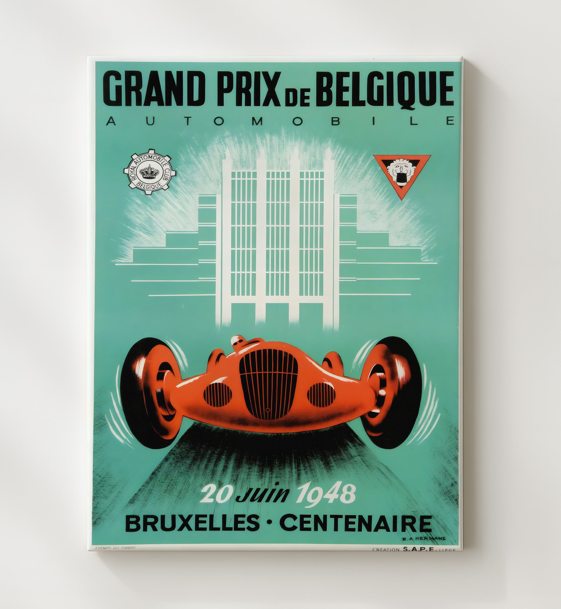 Brussels Grand Prix de Belgique 1948 Vintage Travel Print 20x24 Canvas travel wall art print
