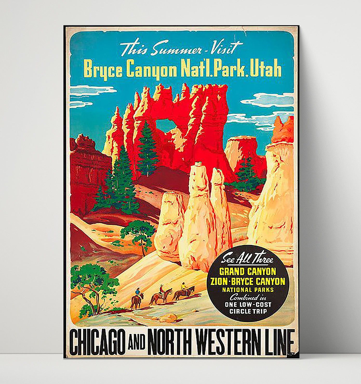 Bryce Canyon Utah National Park Vintage Travel Print 16x20 Unframed Print travel wall art print