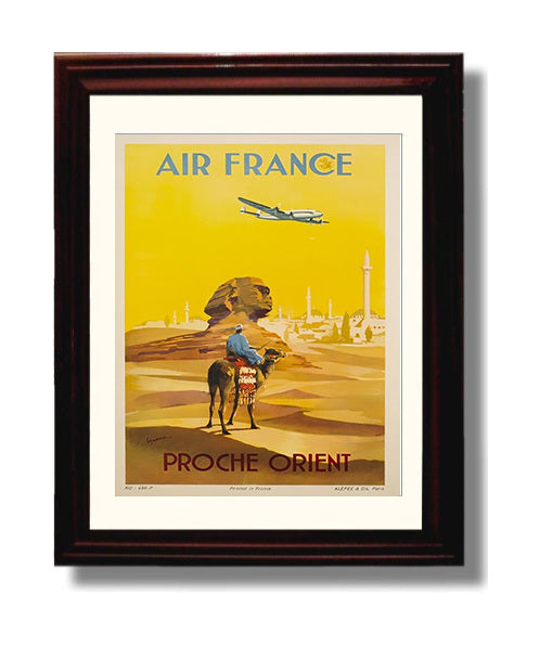 Cairo Air France Orient Vintage Travel Print 8x10 Beveled Frame travel wall art print