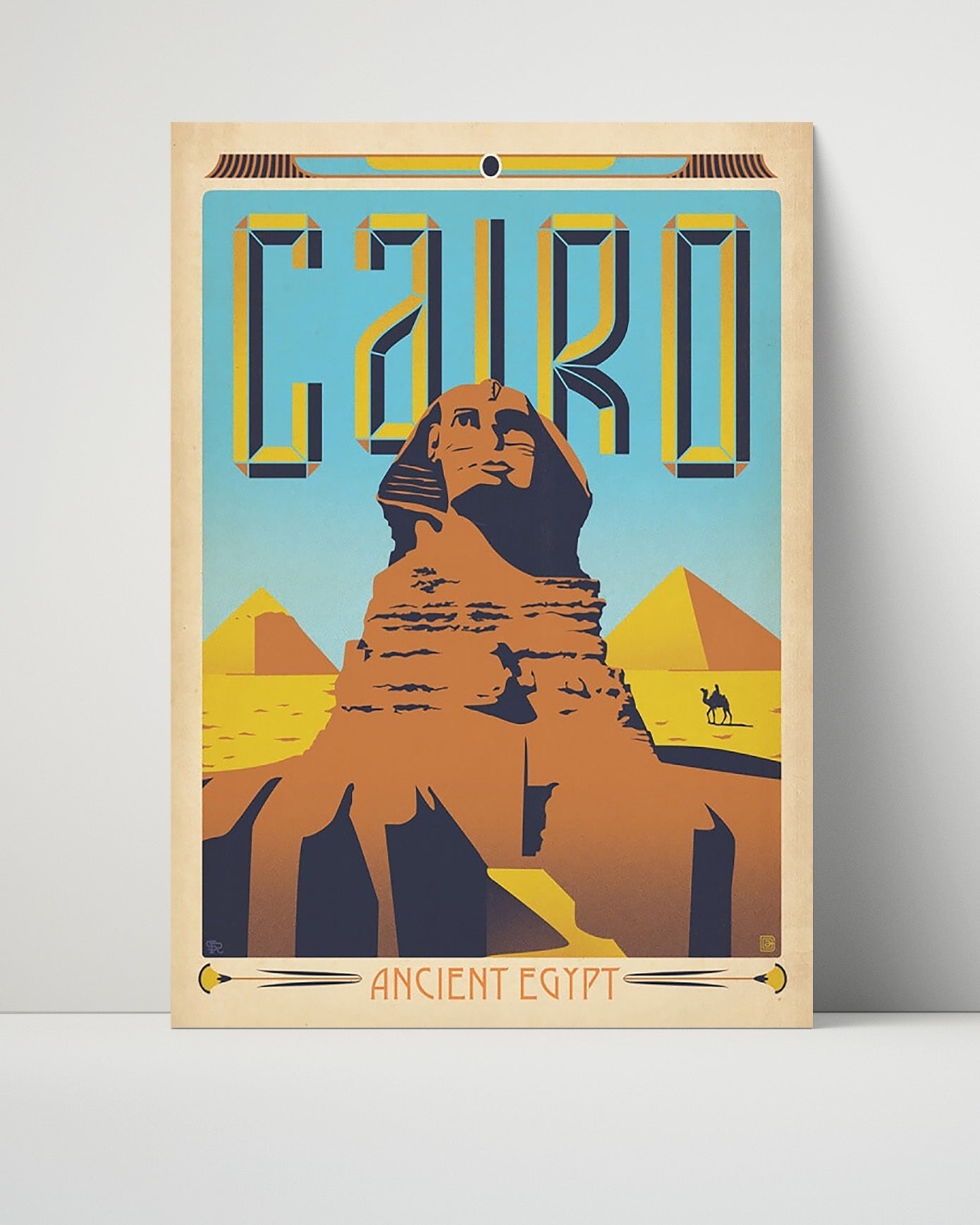 Classic Travel Unframed Poster -  Cairo - Great Sphinx and Pyramids
