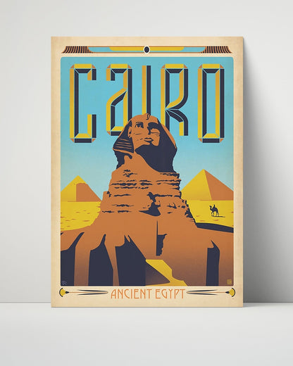 Classic Travel Unframed Poster -  Cairo - Great Sphinx and Pyramids