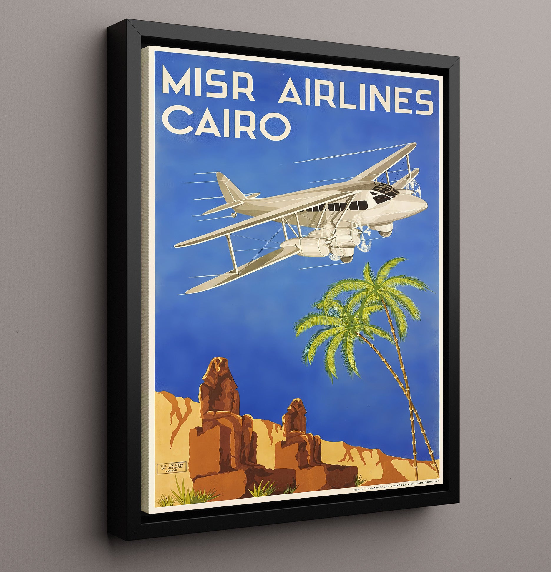 Cairo Misr Airlines Vintage Travel Print 16x20 Framed Canvas travel wall art print