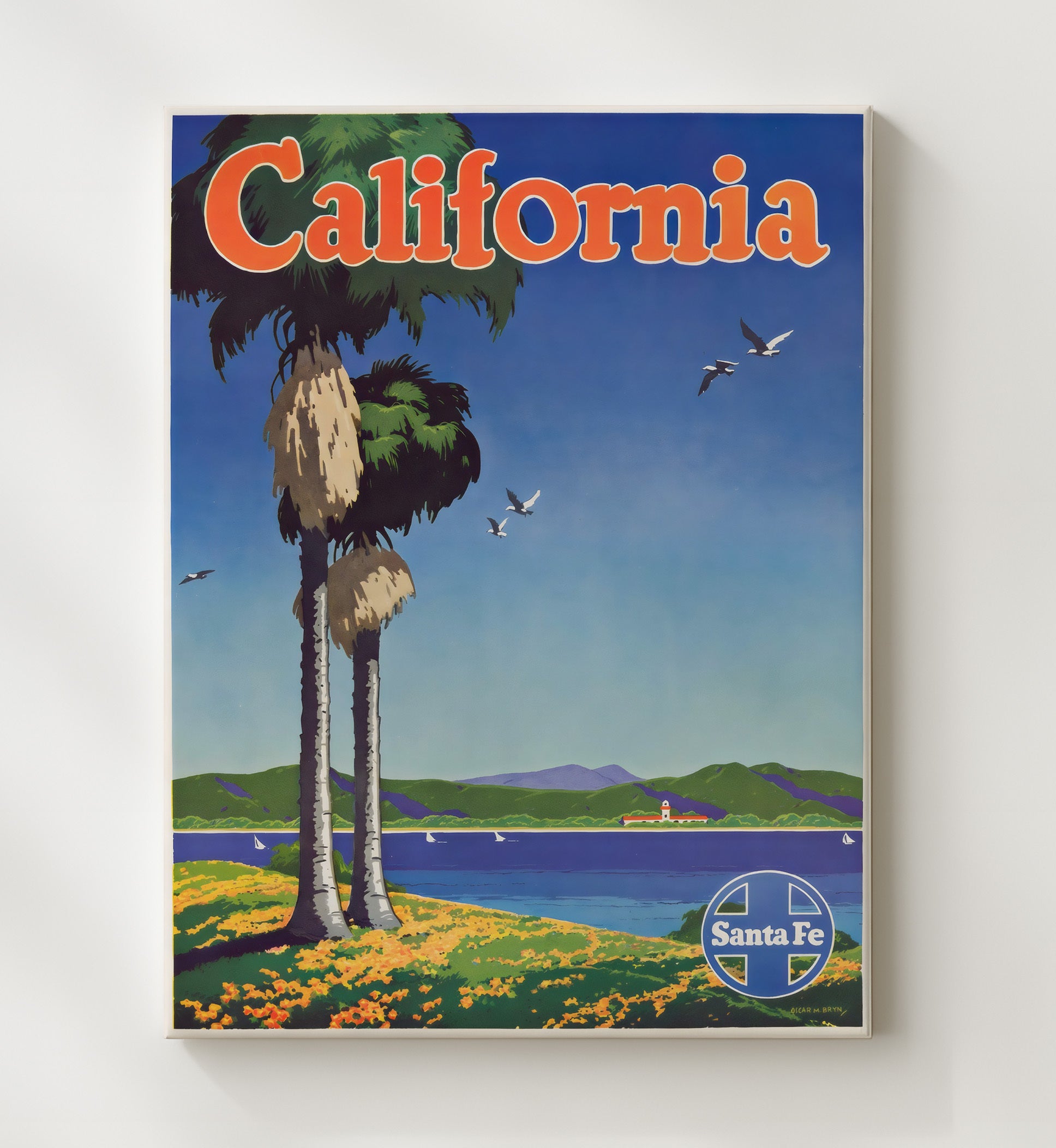 California Santa Fe Railroad Vintage Travel Print 20x24 Canvas travel wall art print
