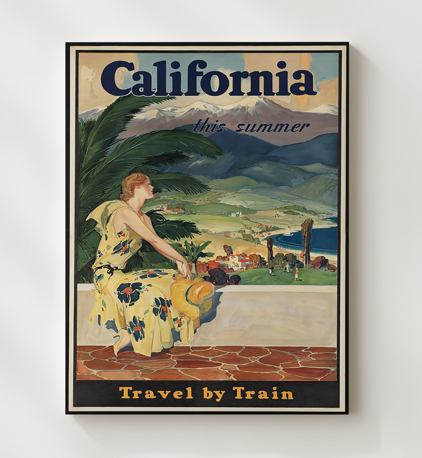 California Travel by Train Vintage Travel Print 20x24 Canvas travel wall art print