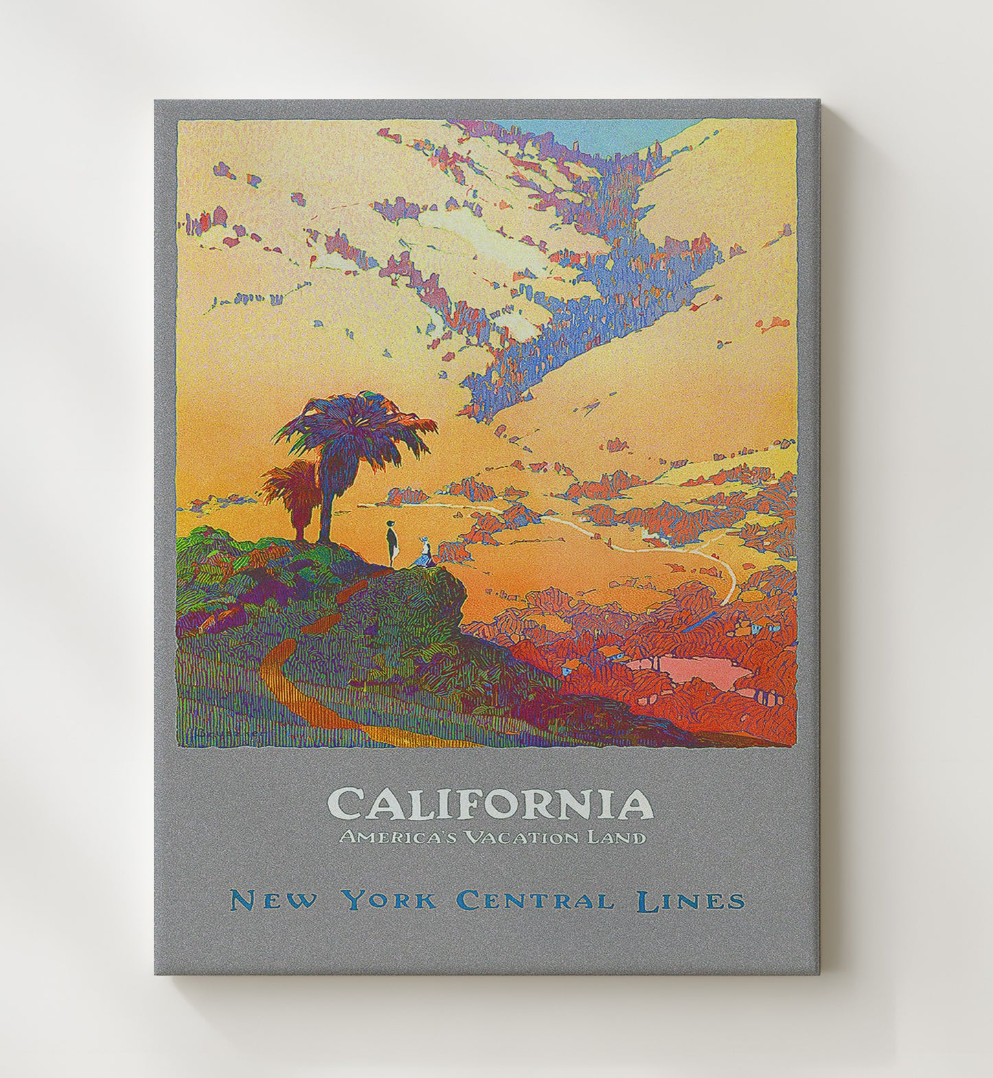 California Vacation Land Vintage Travel Print 20x24 Canvas travel wall art print