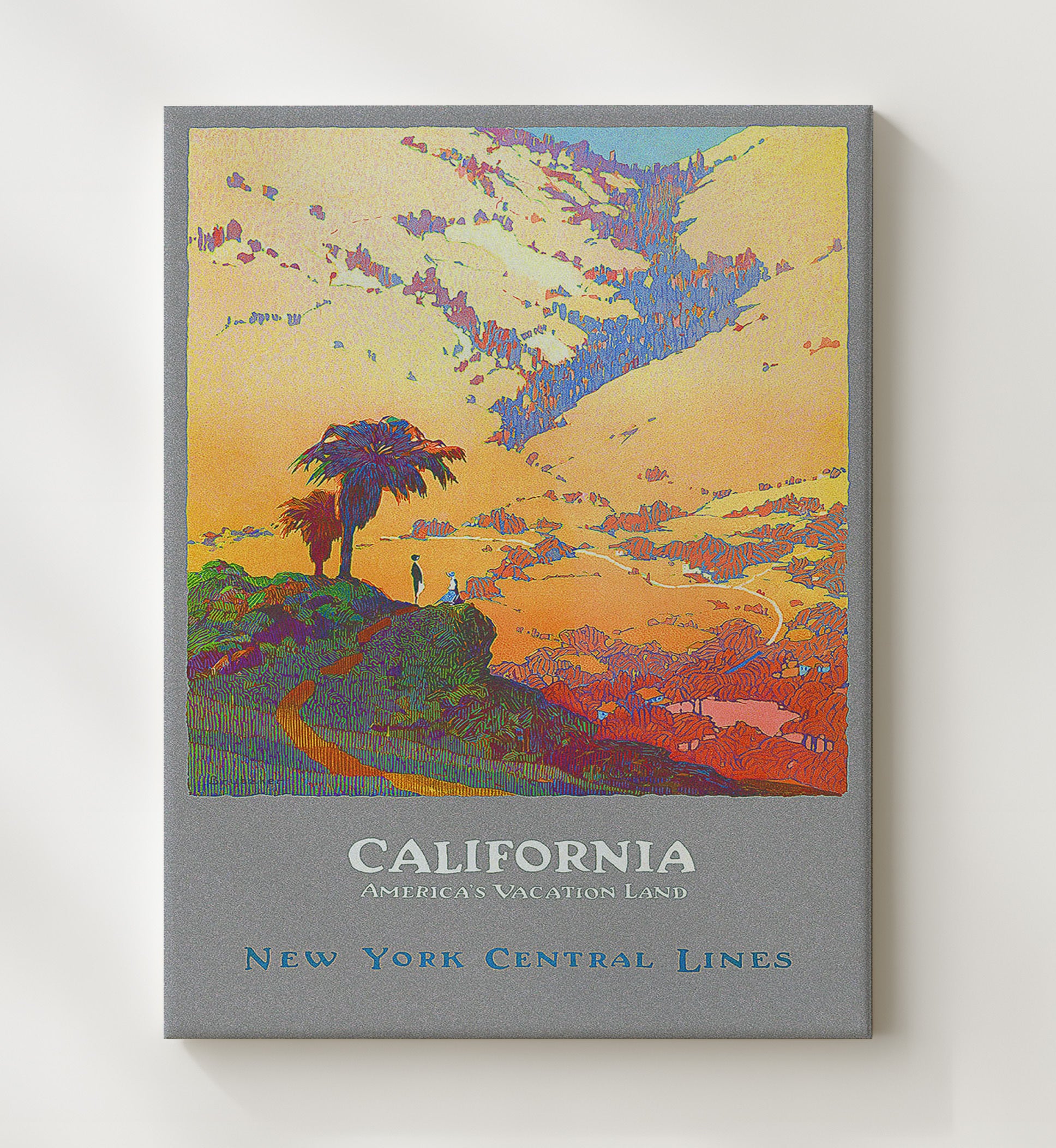 California Vacation Land Vintage Travel Print 20x24 Canvas travel wall art print