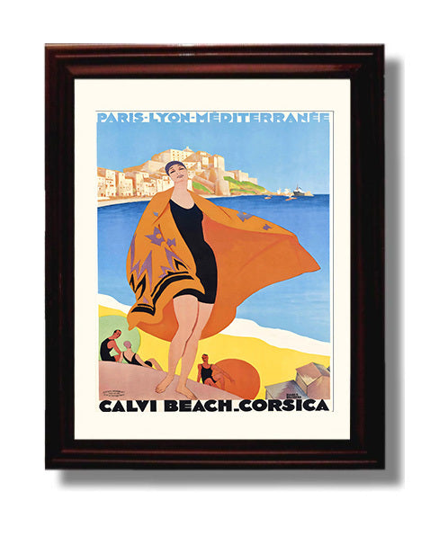 Calvi Beach Corsica travel poster wall art 8x10 Canvas