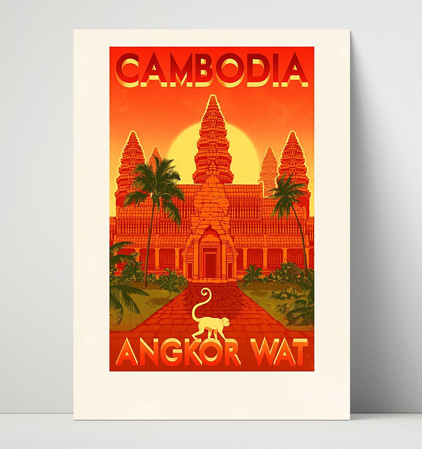 Cambodia Angkor Wat Vintage Travel Print 16x20 Unframed Print travel wall art print