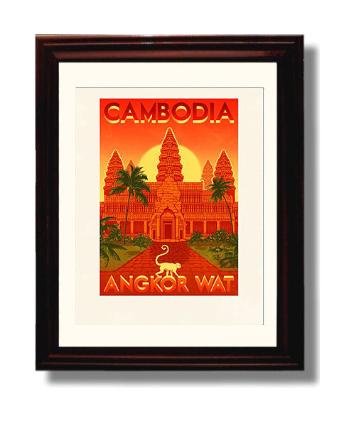 Cambodia Angkor Wat travel poster wall art 8x10 Canvas