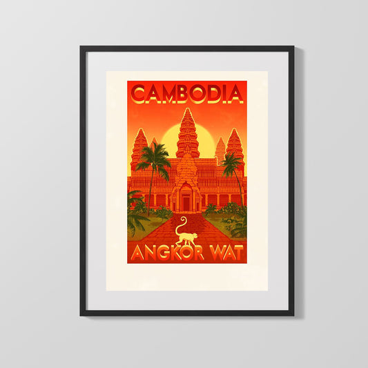 Classic Travel Poster - Cambodia - Angkor Wat