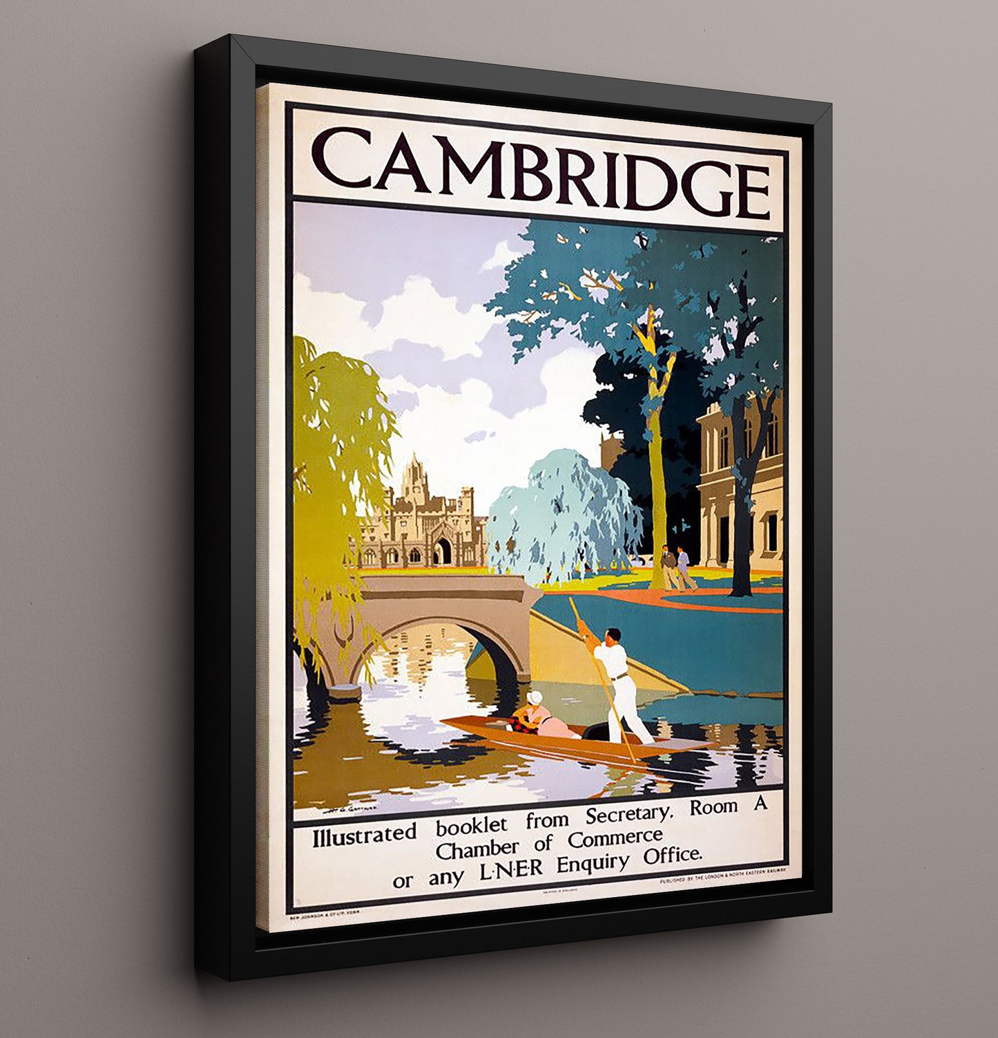 Cambridge LNER Railway Vintage Travel Print 16x20 Framed Canvas travel wall art print
