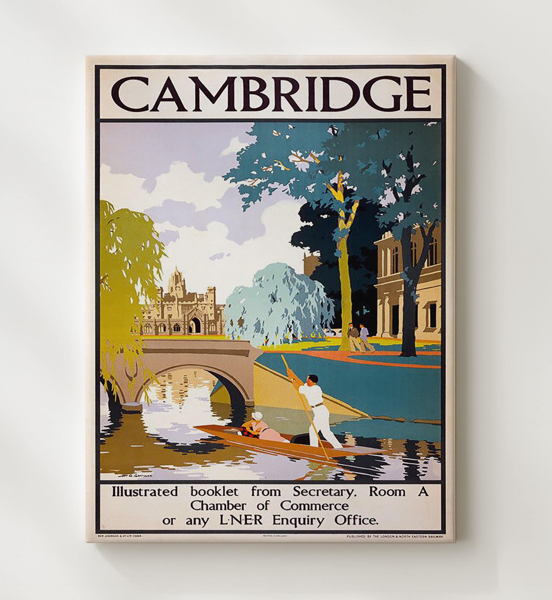 Cambridge LNER Railway Vintage Travel Print 20x24 Canvas travel wall art print