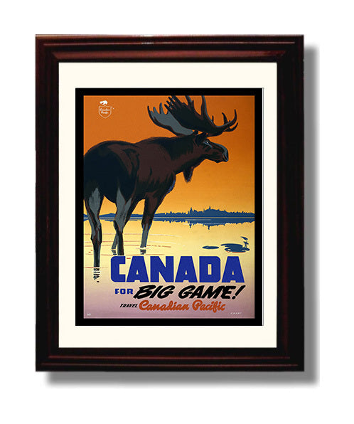 Canada Big Game Moose travel poster wall art 8x10 Canvas