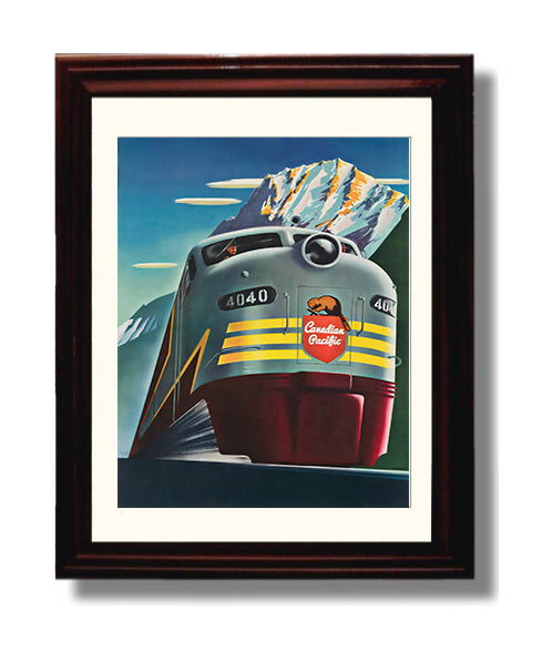 Canada Canadian Pacific Train Vintage Travel Print 8x10 Beveled Frame travel wall art print