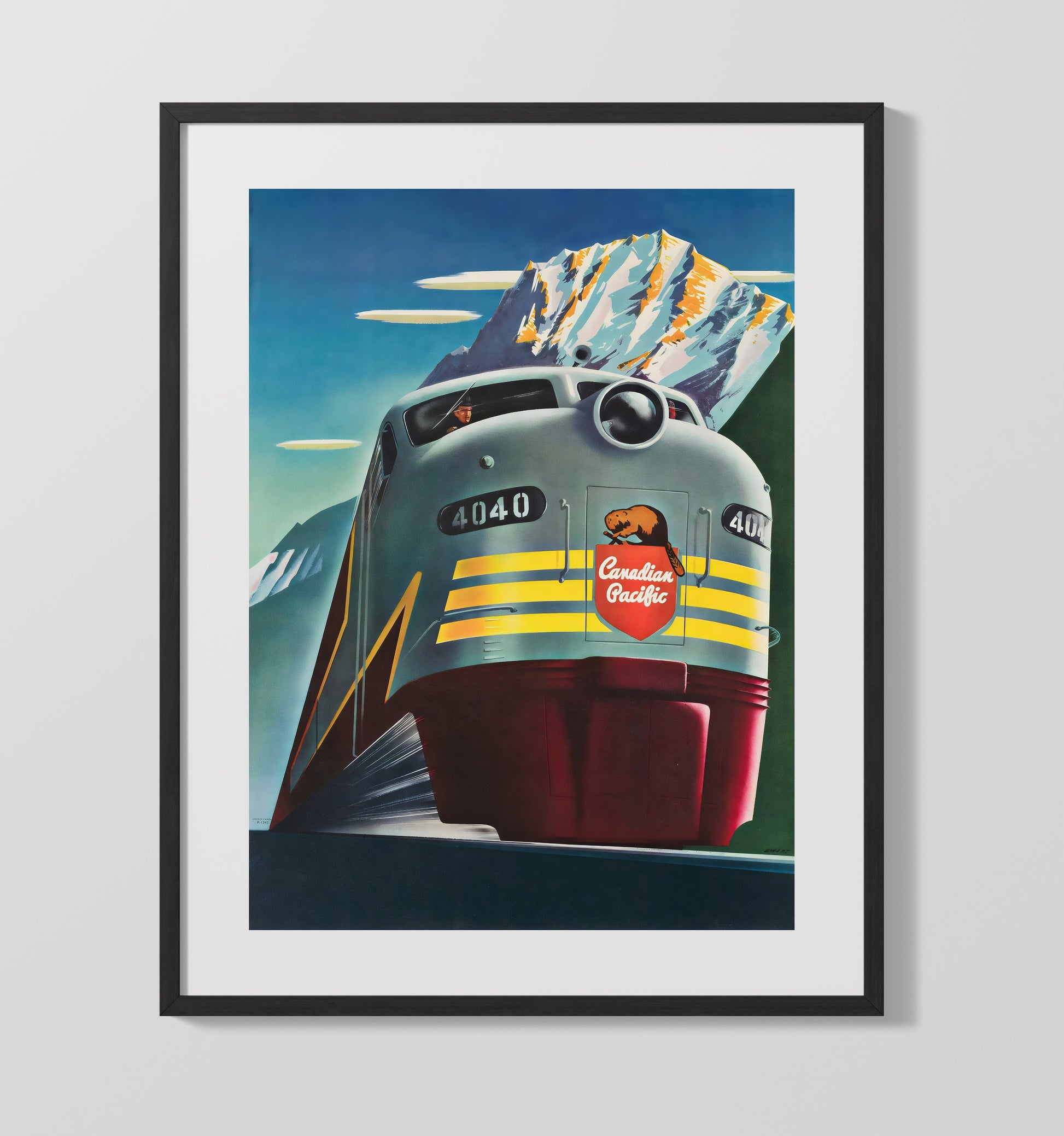 Canada Canadian Pacific Train Vintage Travel Print 16x20 Gallery Frame travel wall art print