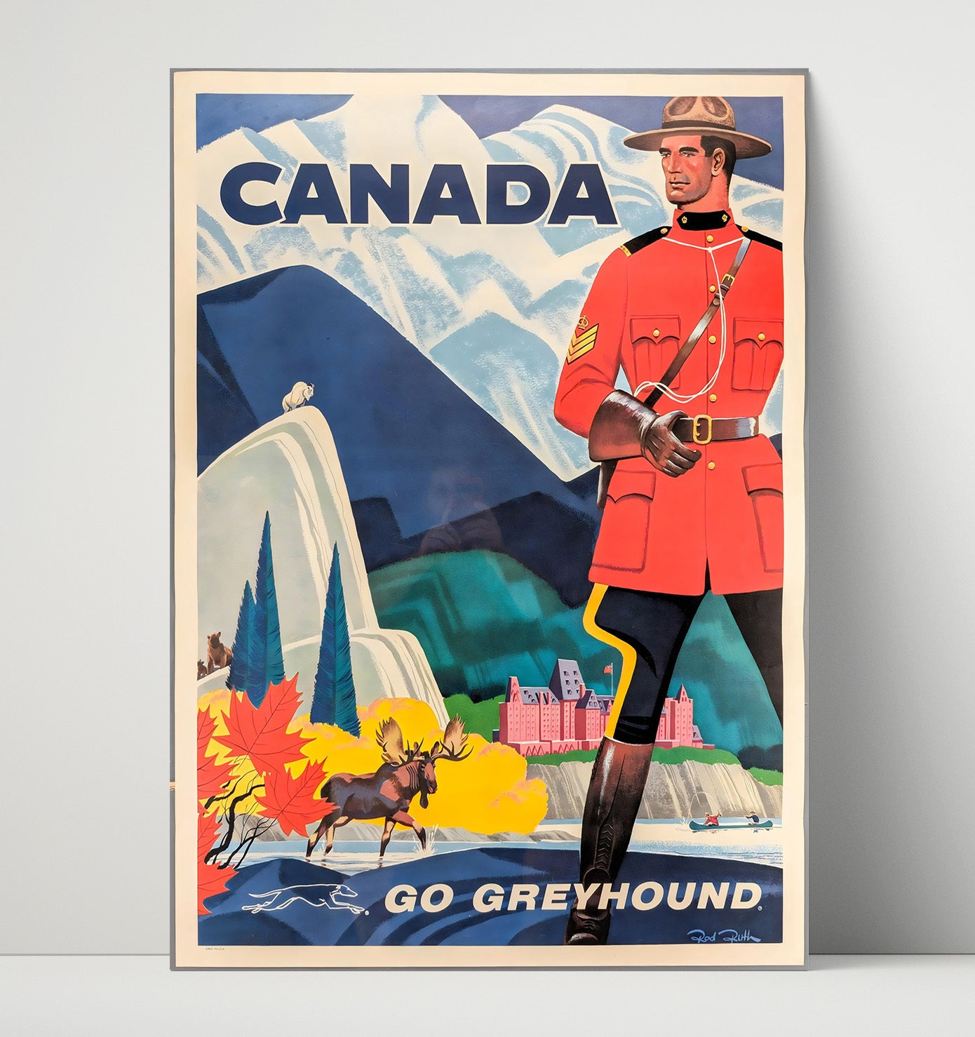Canada Go Greyhound Vintage Travel Print 16x20 Unframed Print travel wall art print
