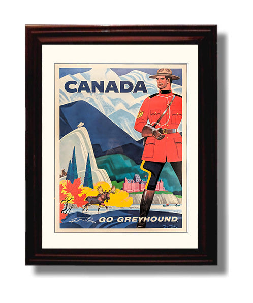 Canada Go Greyhound Vintage Travel Print 8x10 Beveled Frame travel wall art print