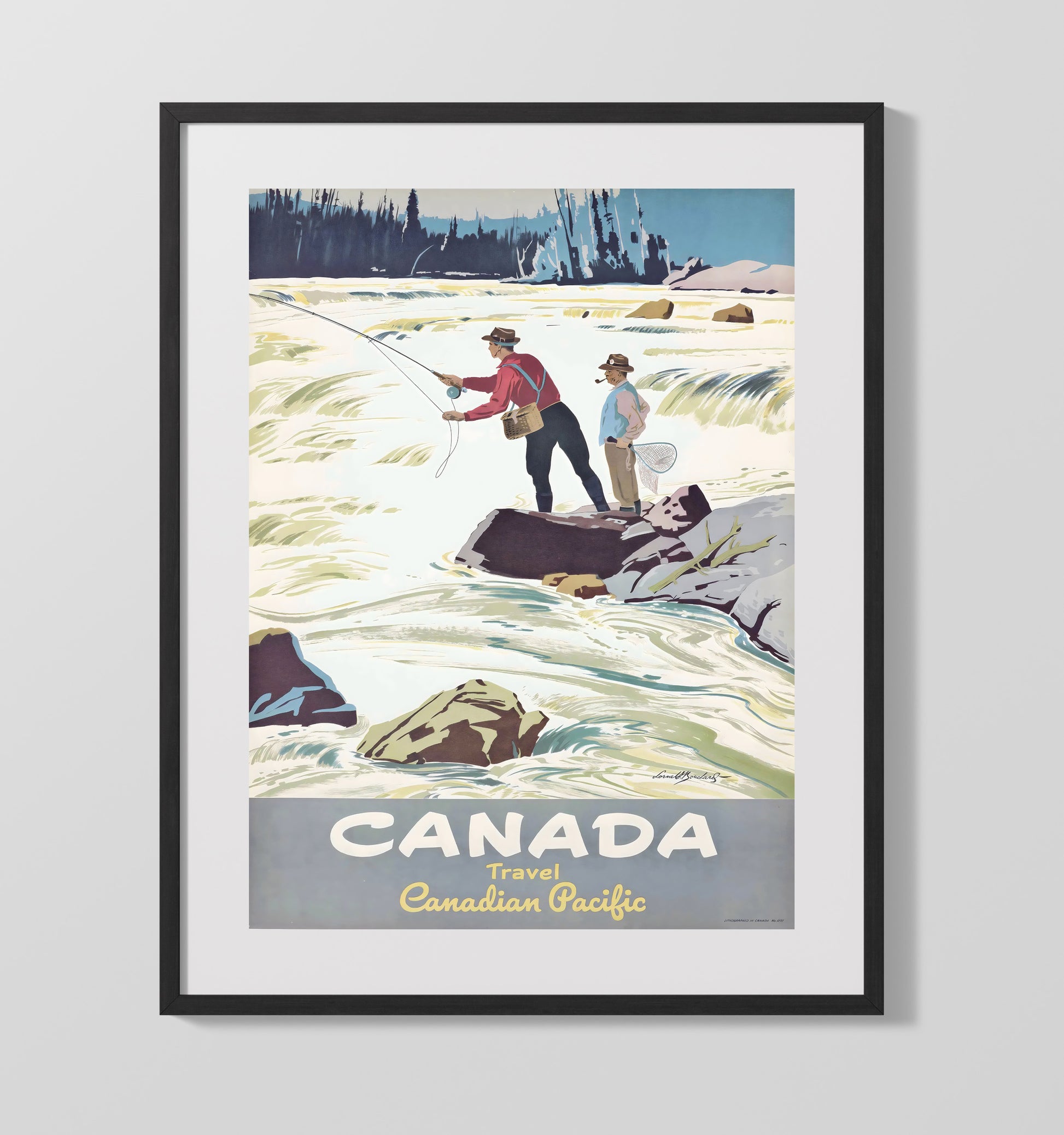 Canada Pacific Fishing Vintage Travel Print 16x20 Gallery Frame travel wall art print