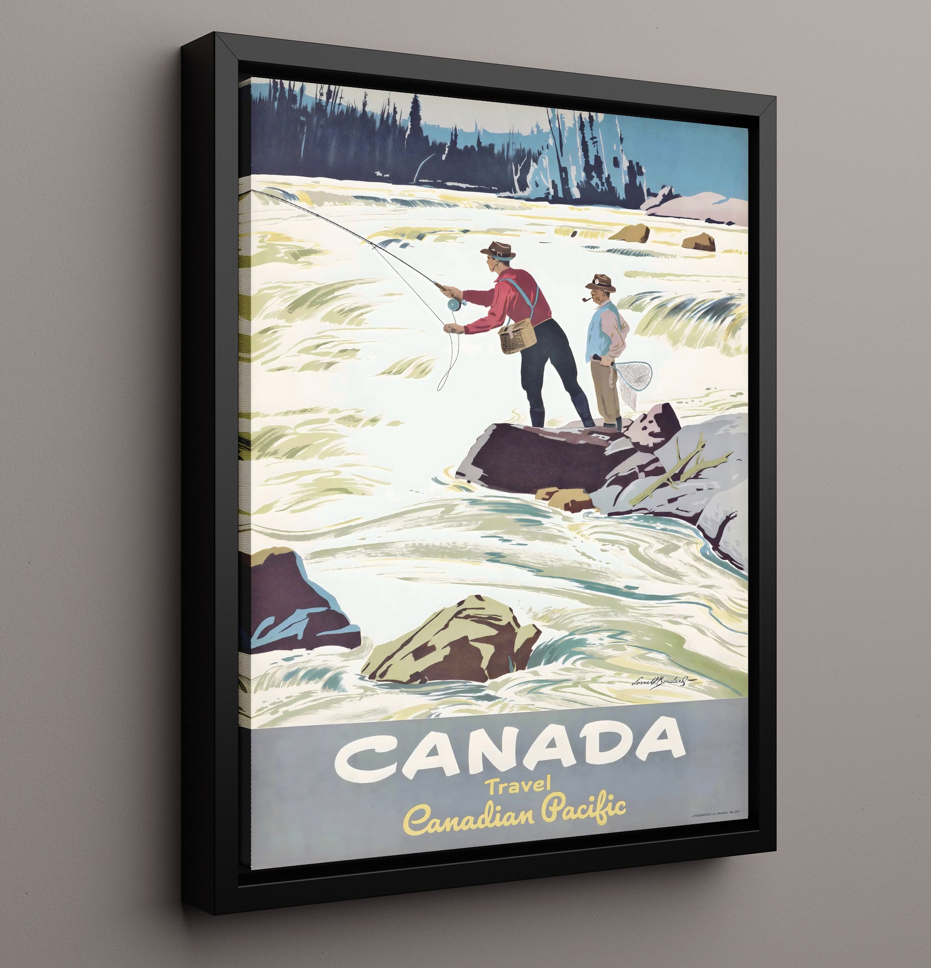 Canada Pacific Fishing Vintage Travel Print 16x20 Framed Canvas travel wall art print