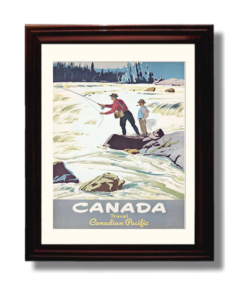 Canada Pacific Fishing Vintage Travel Print 8x10 Beveled Frame travel wall art print