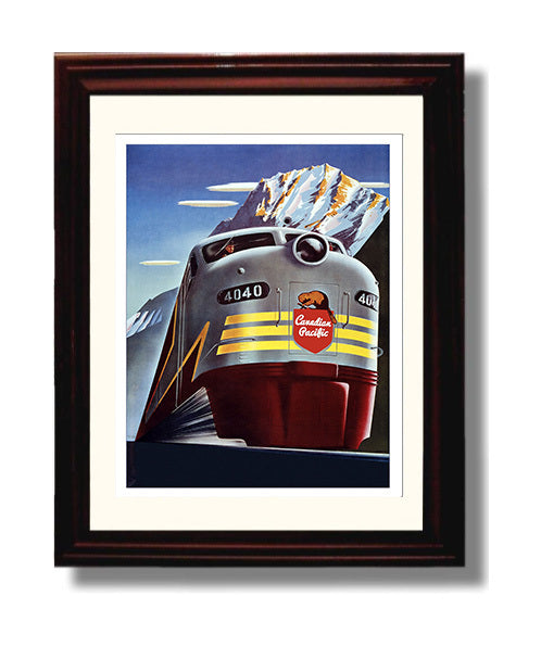 Canada Pacific Railway Vintage Travel Print 8x10 Beveled Frame travel wall art print