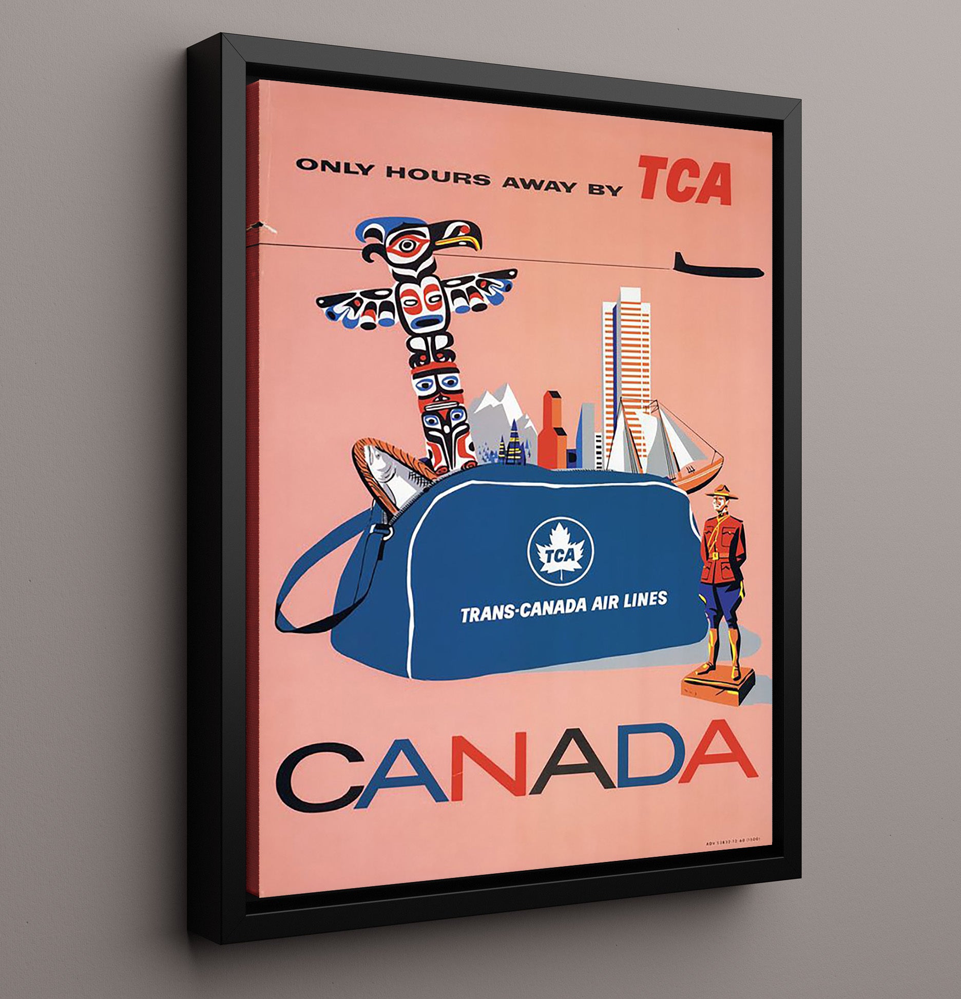 Canada TCA Airlines Vintage Travel Print 16x20 Framed Canvas travel wall art print