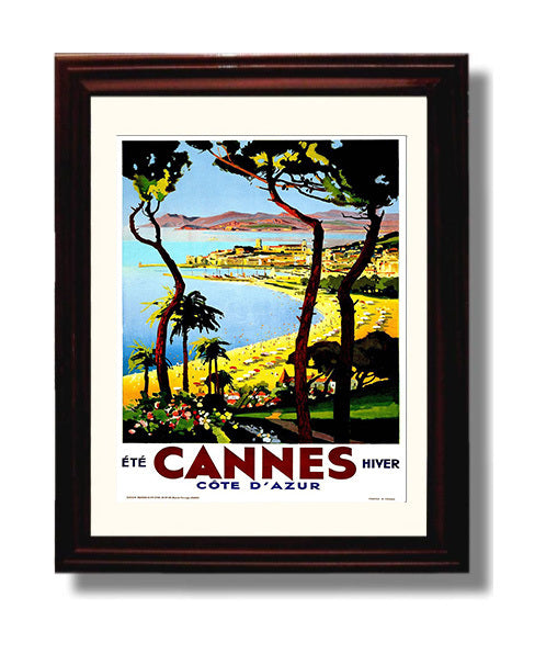Cannes Cote d Azur travel poster wall art 8x10 Canvas