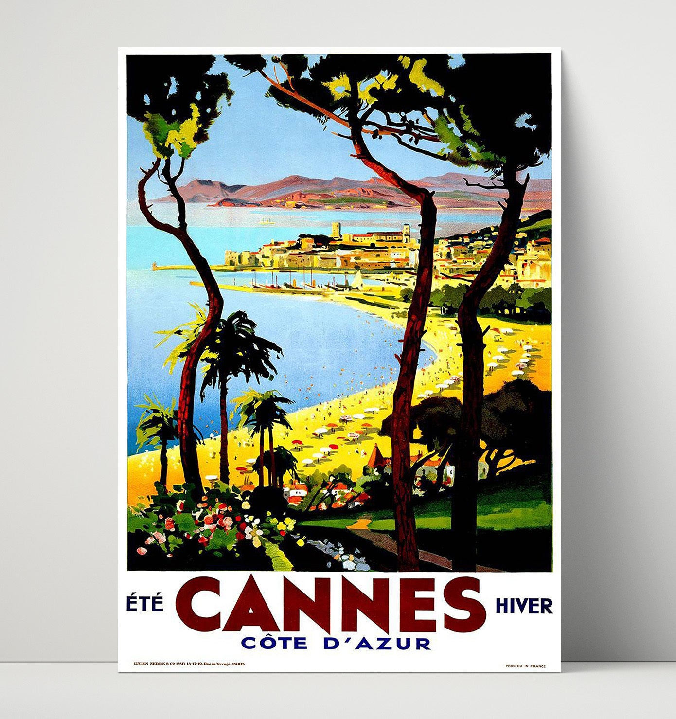 Cannes Cote dAzur Vintage Travel Print 16x20 Unframed Print travel wall art print