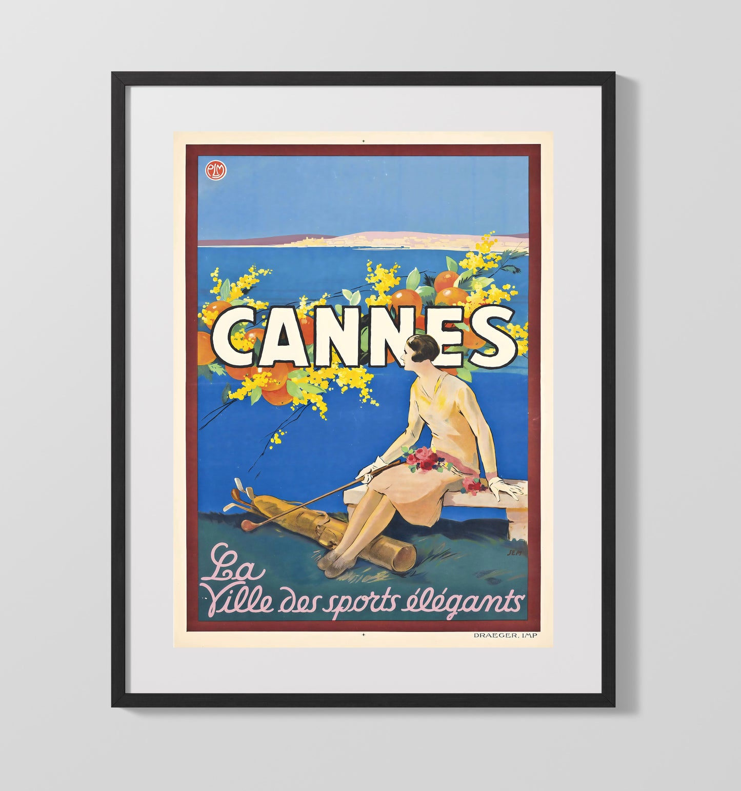 Cannes Sports Elegants Vintage Travel Print 16x20 Gallery Frame travel wall art print