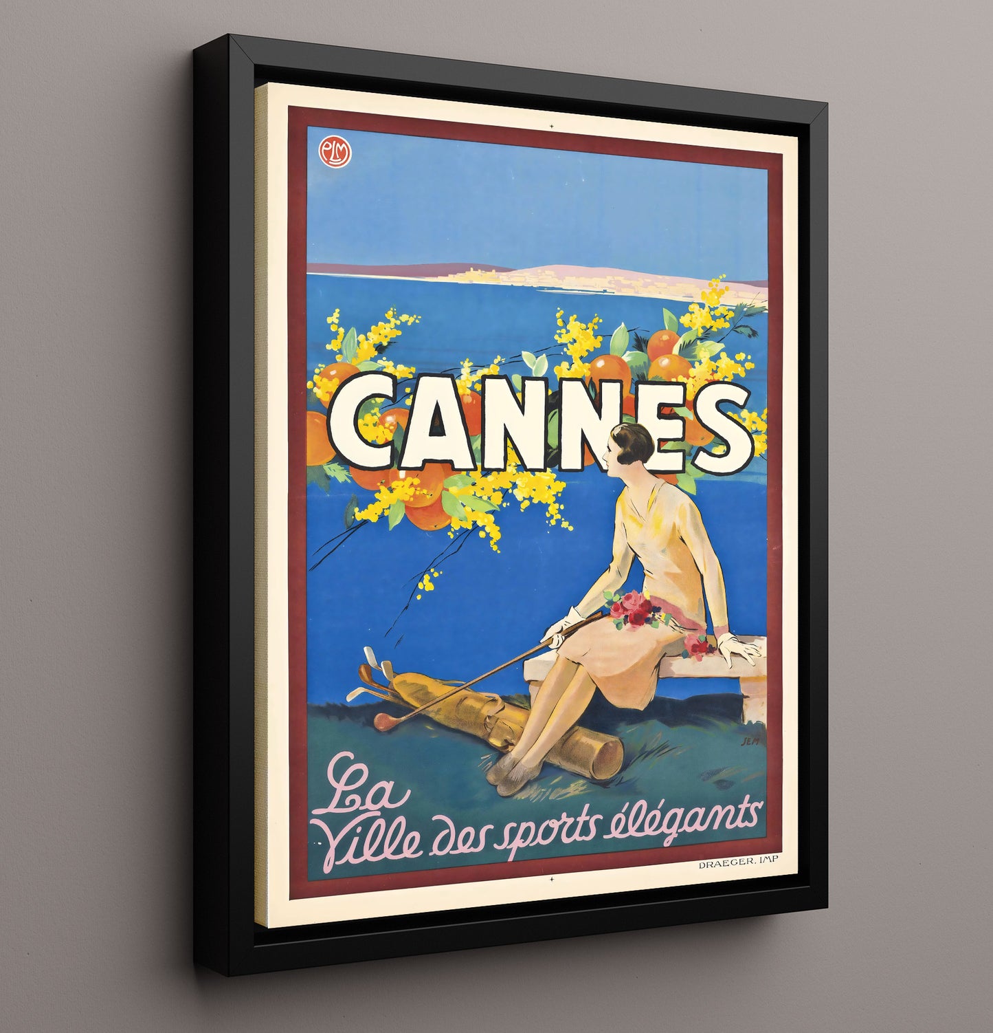 Cannes Sports Elegants Vintage Travel Print 16x20 Framed Canvas travel wall art print
