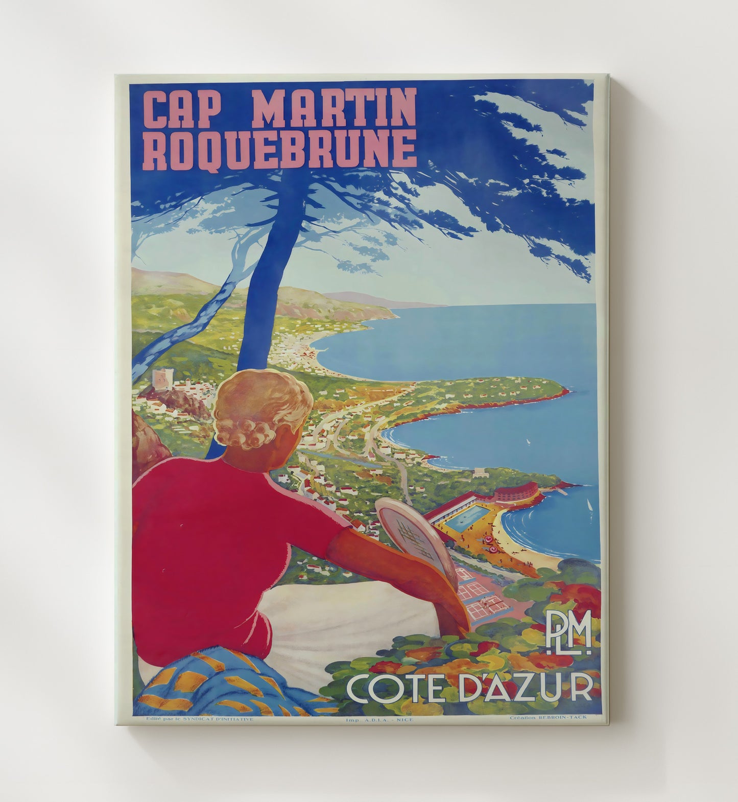 Cap Martin Roquebrune Cote dAzur Vintage Travel Print 20x24 Canvas travel wall art print