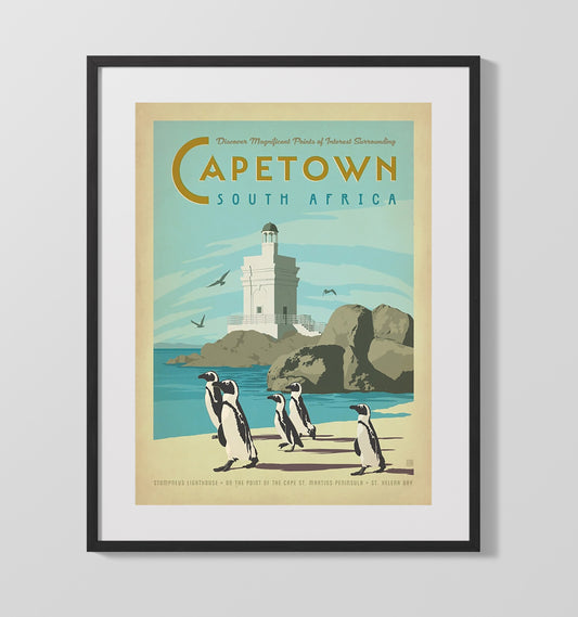 Cape Town Table Mountain and Penguins - Travel - 16x20 Gallery Frame