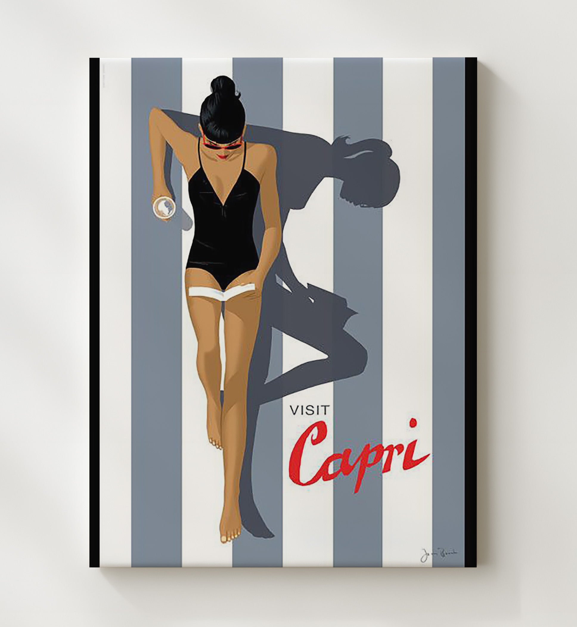 Capri Italy Vintage Travel Print 20x24 Canvas travel wall art print