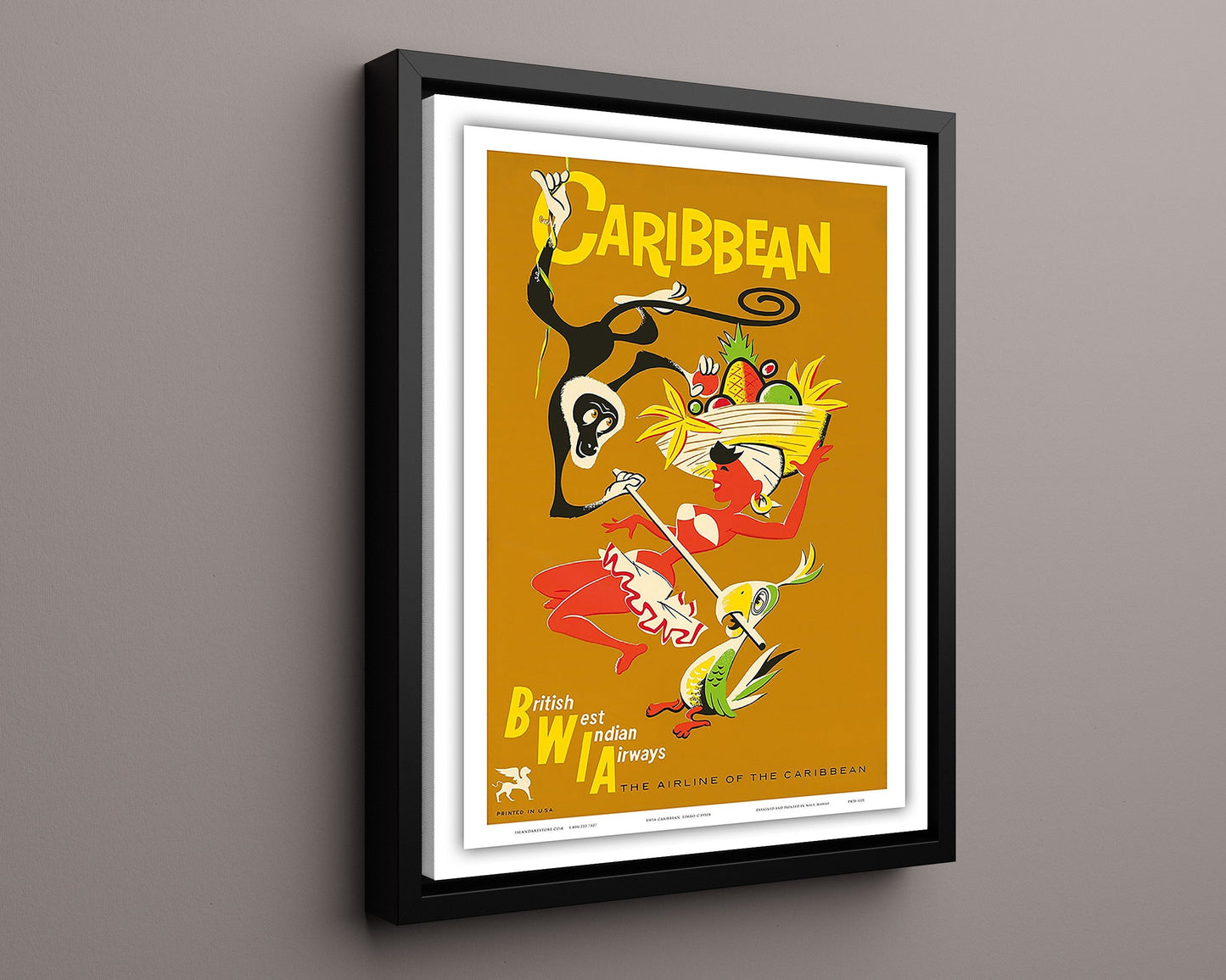 Classic Travel Poster - Caribbean - Palm Trees and Island Coast